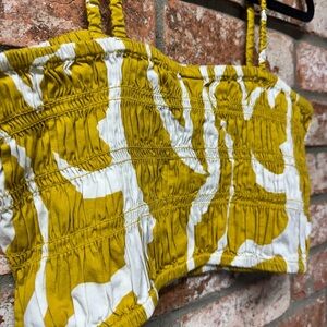 a new day Mustard + White Smocked Tube Top